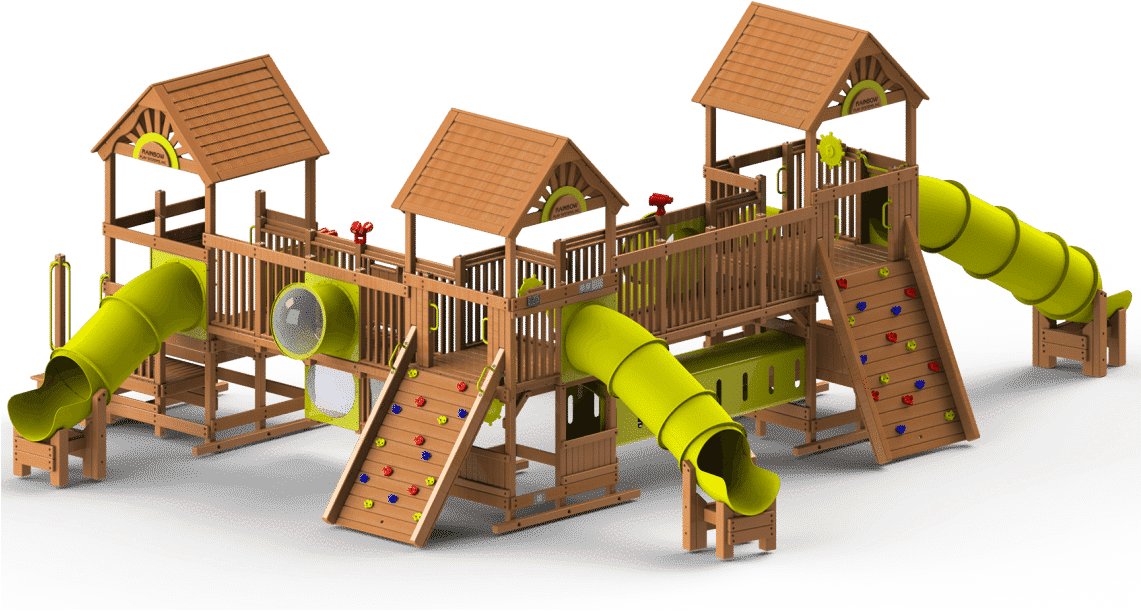 Commercial Rainbow Play Sets Backyard Playworld Omaha - The Village (1140x758)