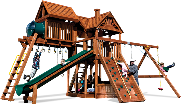 Huckleberry Hideout Pkg Iv Fully Loaded 98c Swingset - Playground Slide (892x447)