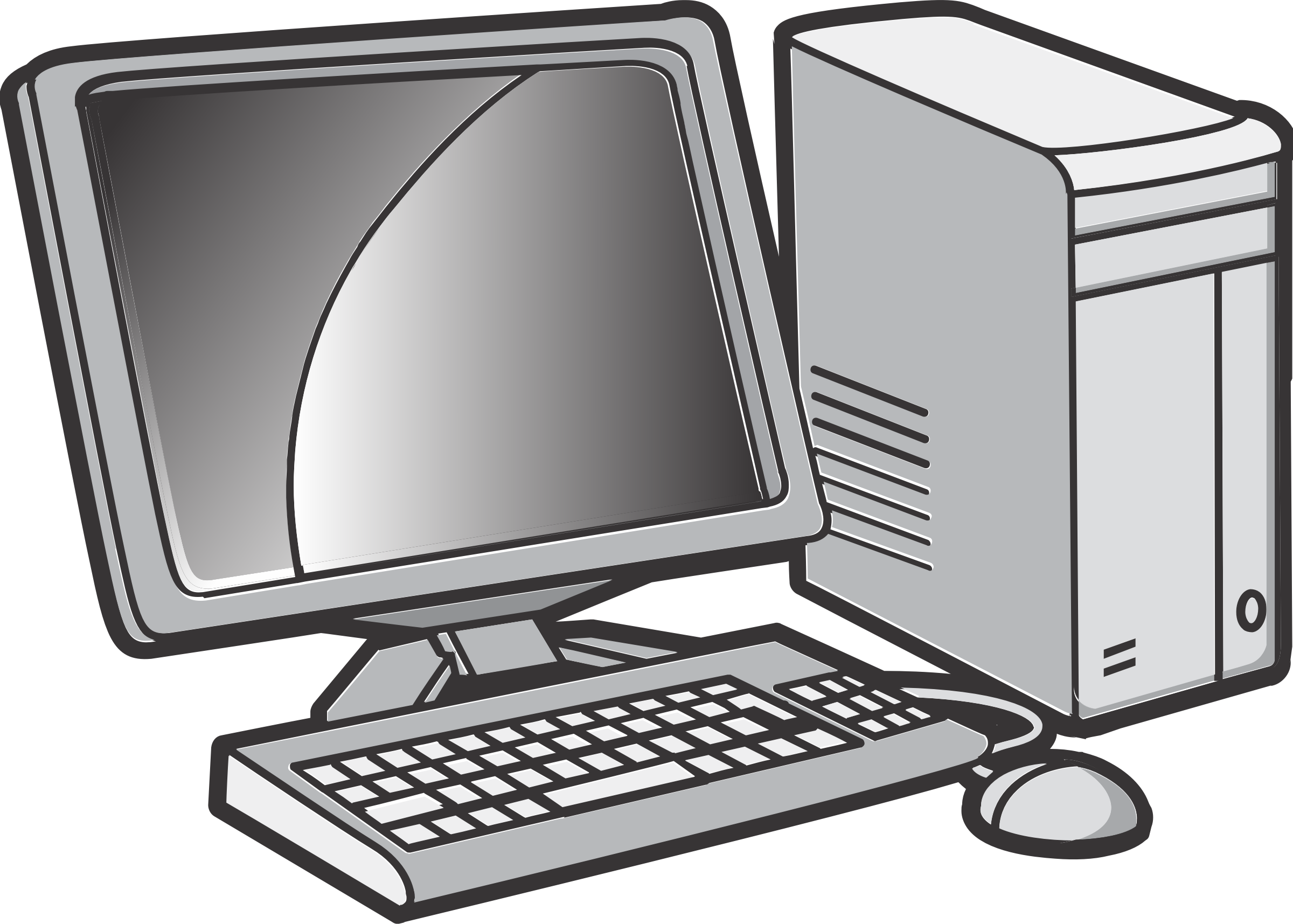 Big Image - Computer Clipart Black And White (2400x1715)