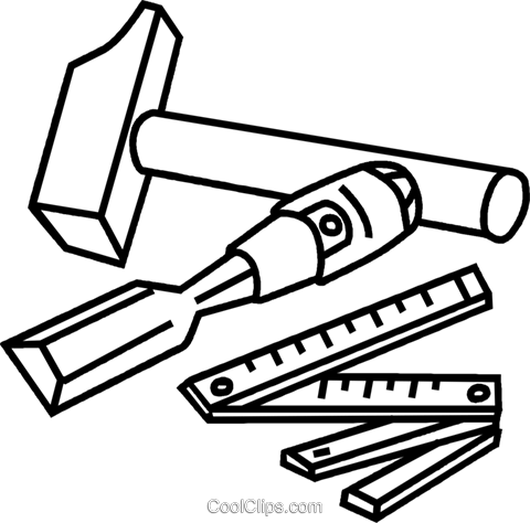 Meißelhammer Und Lineal Vektor Clipart Bild Vc041632 - Clipart Marcenaria (480x474)