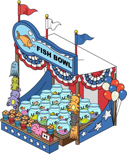 Traumatized Fish Carnival Stall - Cartoon (636x697)