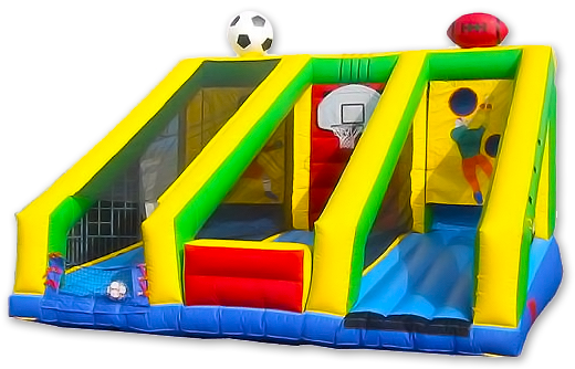 Carnival Game & Fun Fair Game Equipment Rental - Happy Jump 3 In 1 Sports Challenge Inflatable Game (580x424)