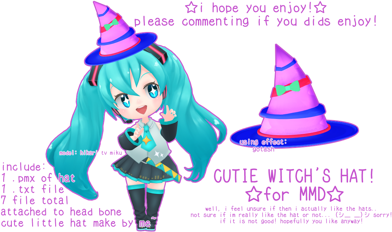 [mmd Dl] Cutie Witch's Hat [is It An Ok Model - Mikumikudance (1300x750)