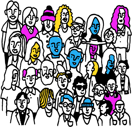 An Illustration Of A Large Number Of People Huddled - Pricing (456x564)