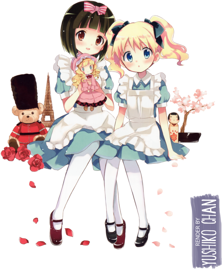 Alice Cartelet And Oomiya Shinobu [render] By Yushiko-chan - Cartoon (800x958)