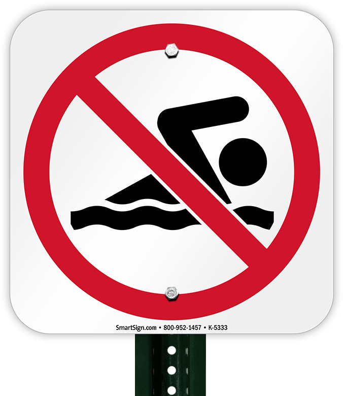 No Swimming Symbol Sign - No Dump Truck Sign (800x800)