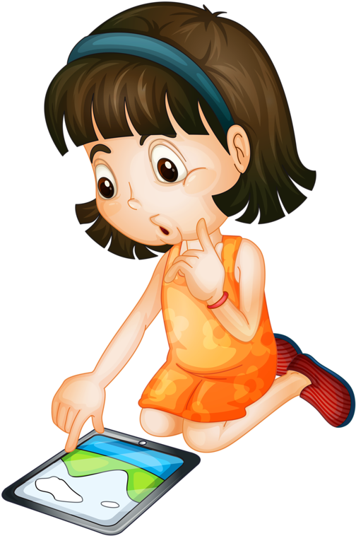 Ipad Cartoon Clip Art - Girl On Ipad Cartoon (529x800)