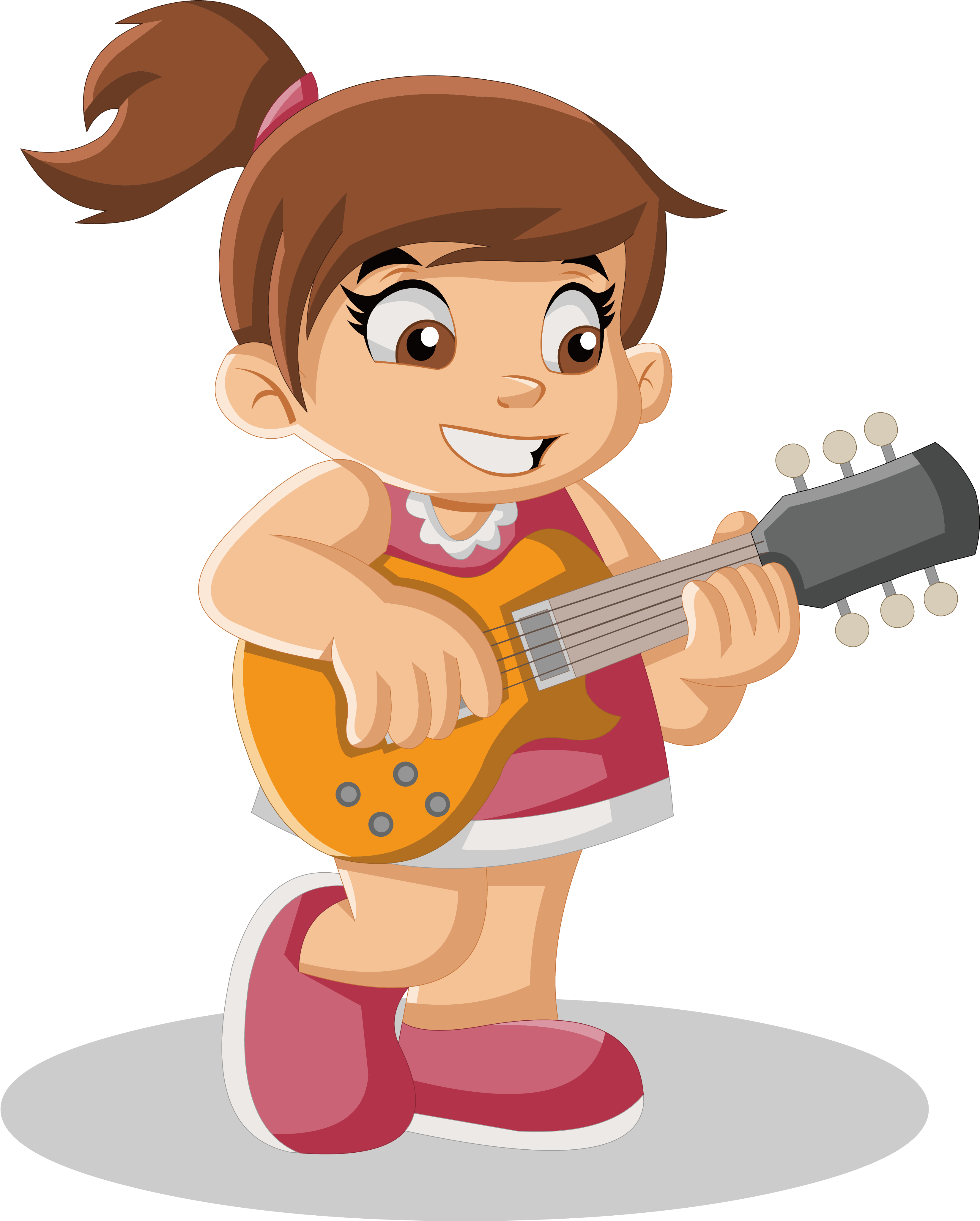 Animation Girl Cartoon - Criança Tocando Violão Desenho (4377x4444)