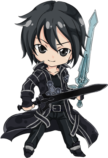 Sword Art Online, Kirito , By D-tomoyo - Sword Art Online Chibi Png (465x600)