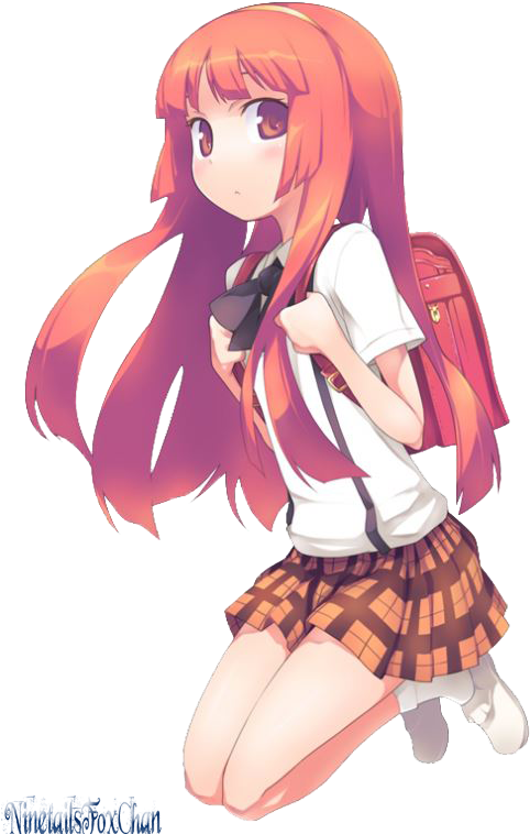 Com Jumping Anime Girl Render By Ninetailsfoxchan - Anime School Girl Transparent (500x771)