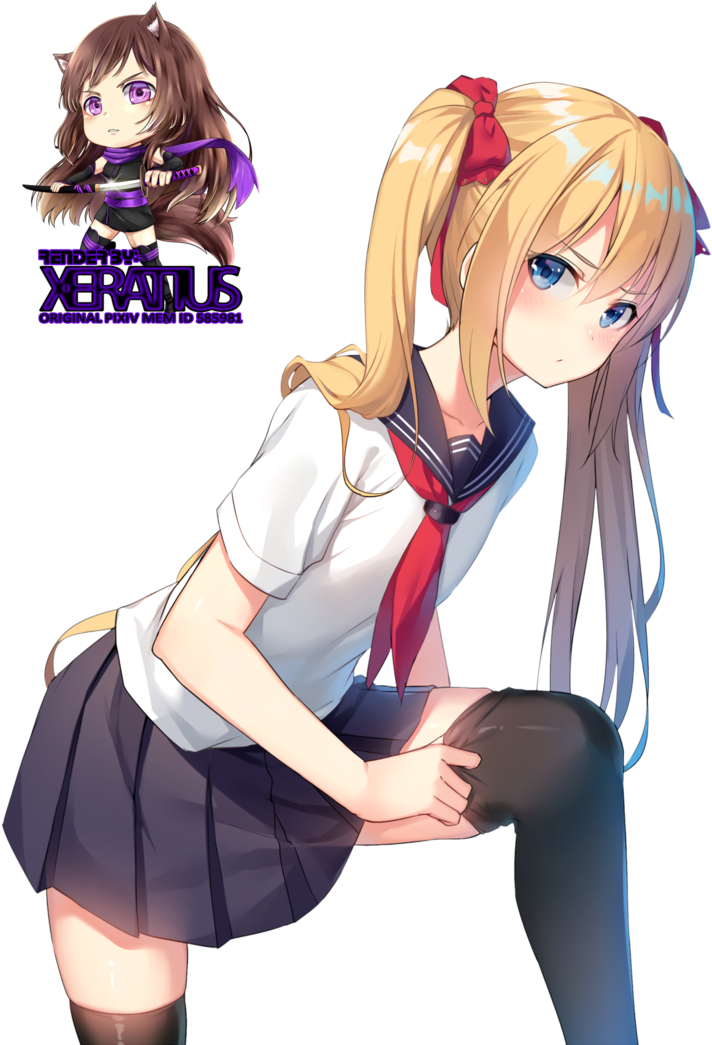 Anime Girl Render Cute Anime Girls Blonde Hair 752x1062 Png