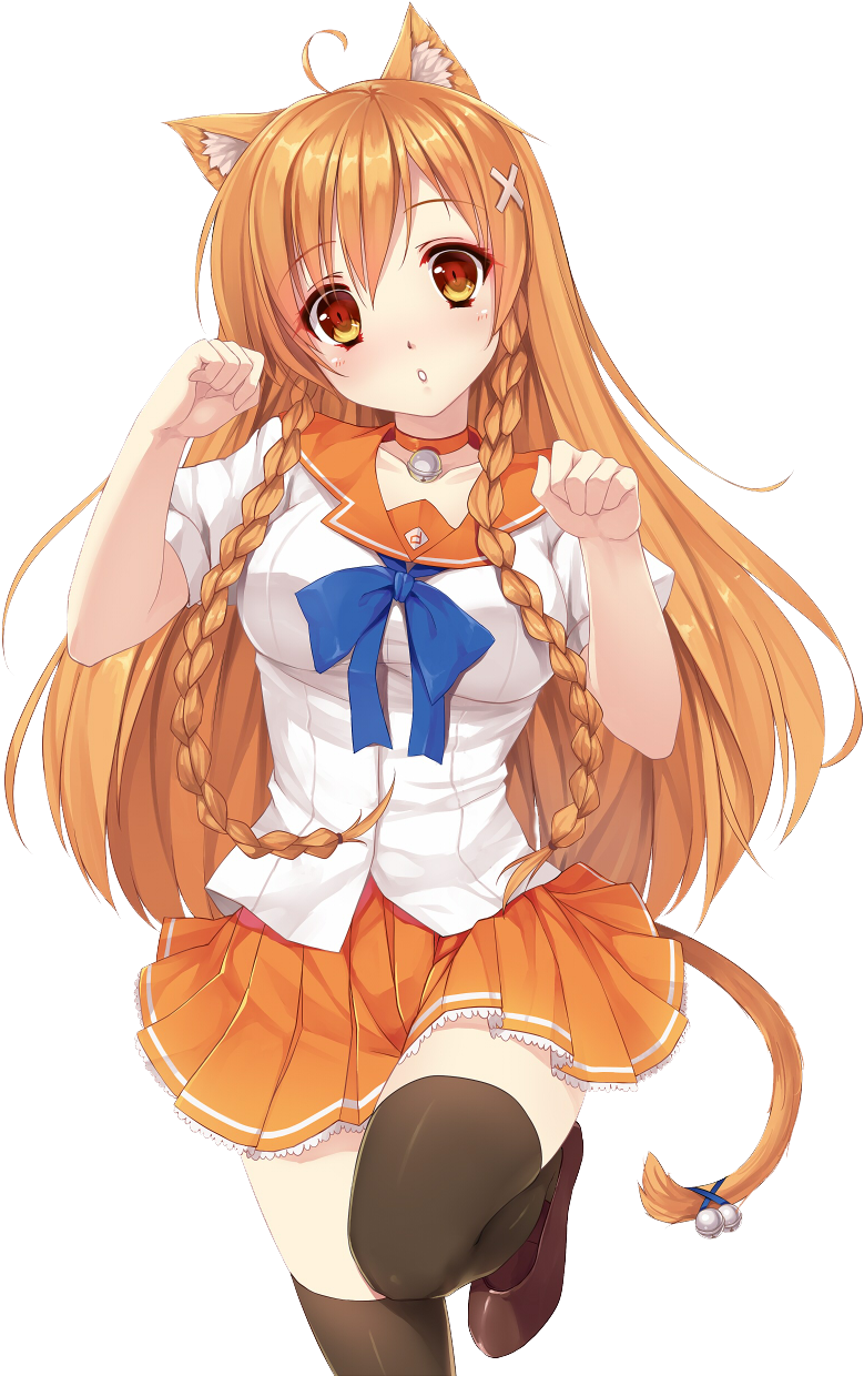 Neko Girls Going Nyaa Anime Cat Girl Render (900x1272) Png Clipart