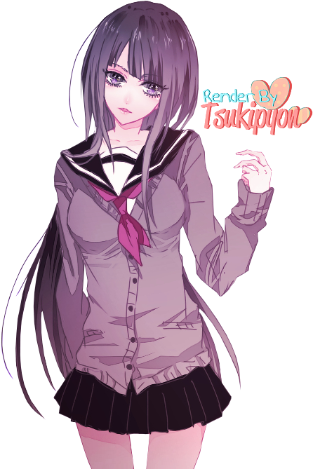 Female, School Uniform, - Colorful5 Anime Girl (451x683)