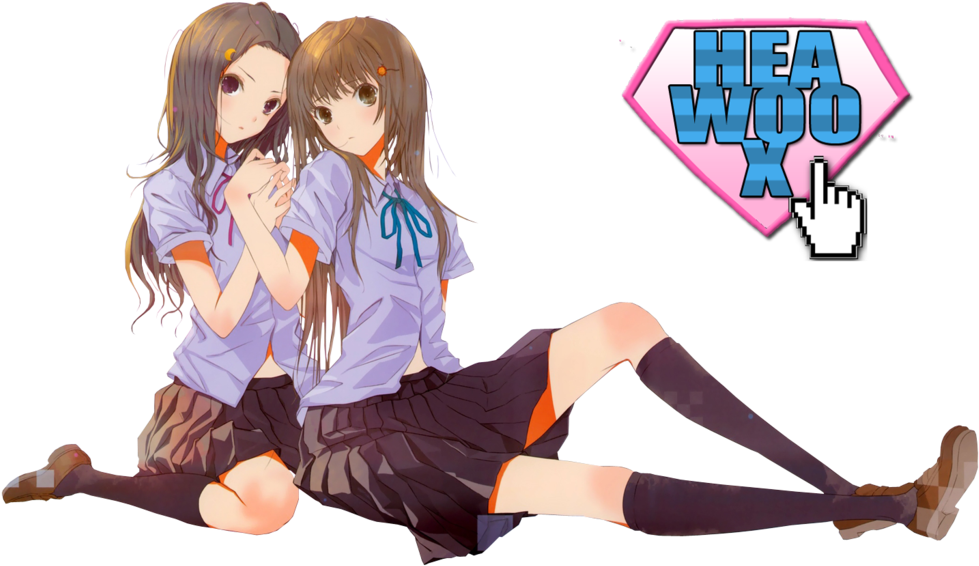 Anime Girls Render By Heawoox - Two Anime Girls Png (1024x622)