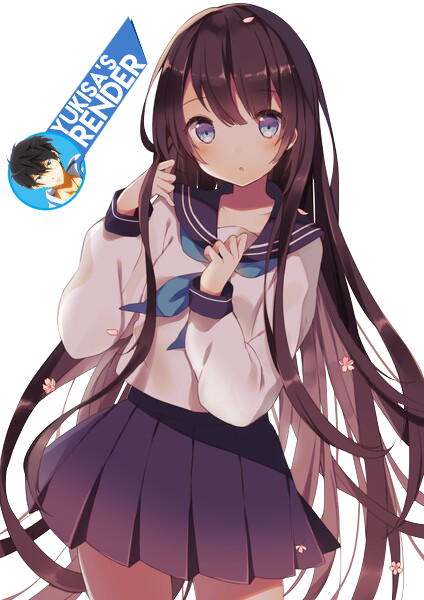 Anime Girl Render 2 By Nisa-niisan - Anime Girl Brown Hair (424x600)