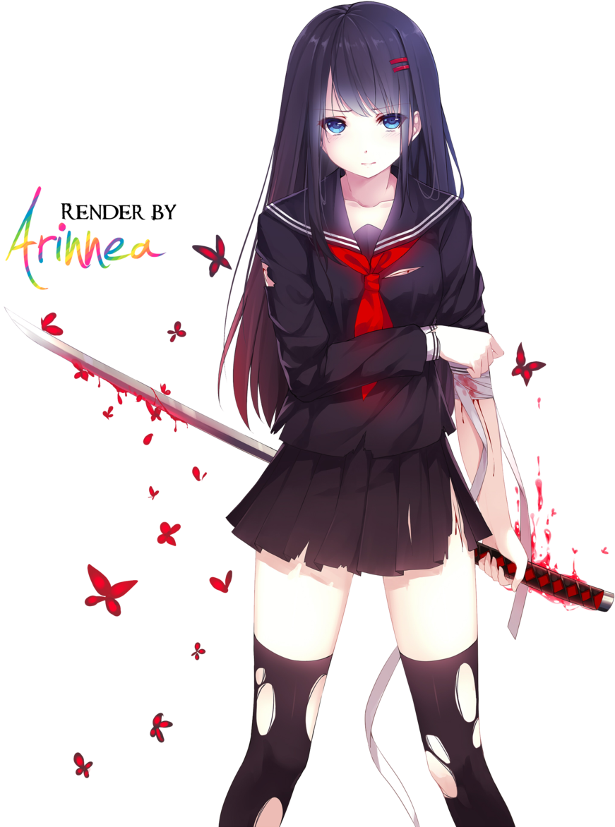 Anime Girl Render By Arinnea - Anime Girl With Katana (1024x1209)