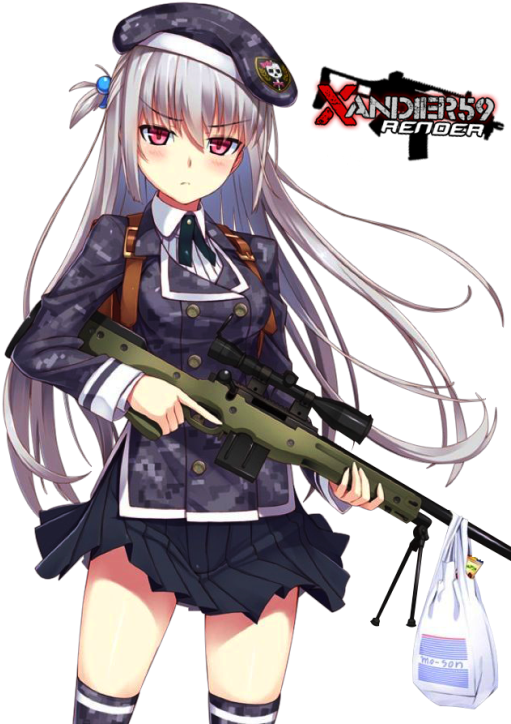 Convenience Store Gunslinger School Girl By Xandier59 - Anime Girl With Guns (518x733)