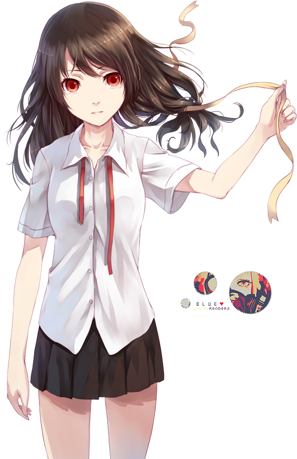 Anime Girl With Brown Hair And Red Eyes (655x950)
