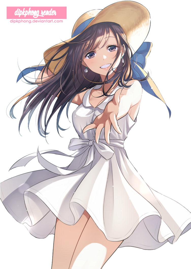 [render] Anime Girl - Anime Girl Brown Hair Summer (751x1062)