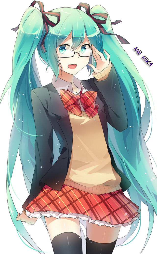 Miku Hatsune In Glasses Render By Baka-rika - Hatsune Miku Wearing Glasses (640x1034)