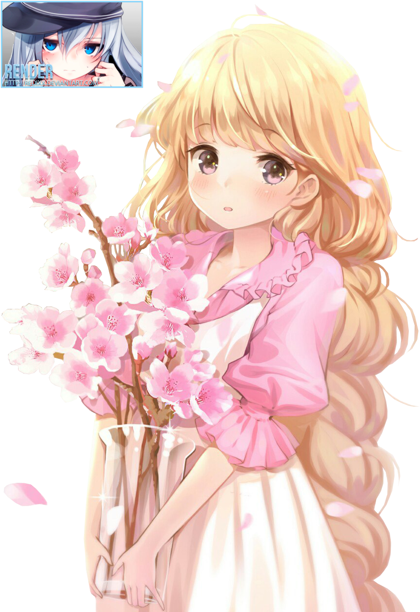 Anime Girl With Sakura By Redixx Anime Girl With Sakura - Anime Girl With Sakura (945x1280)