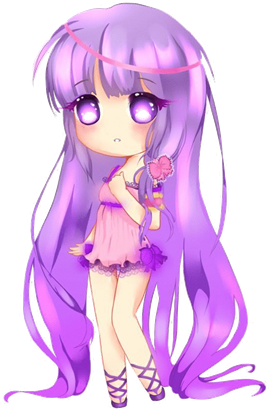 Purple Anime Girl Chibi - Chibi Girl Purple Hair (420x420)