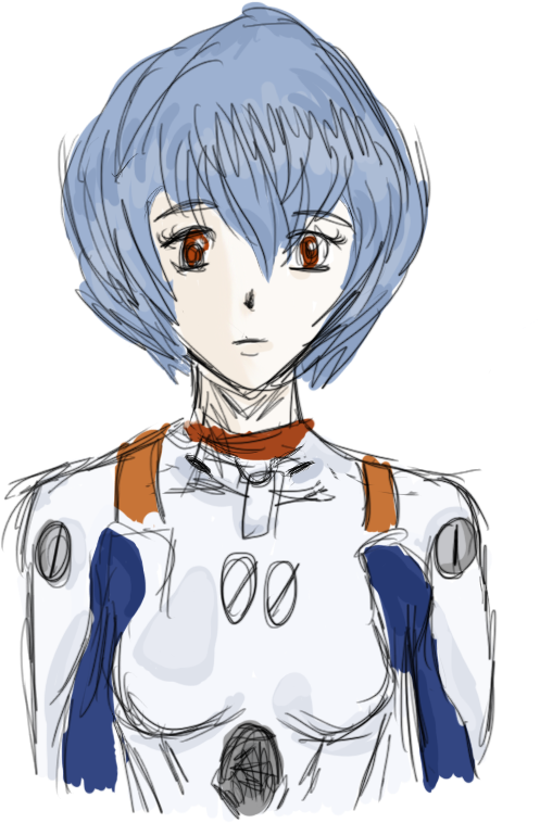 Nge Rei Ayanami Sketch By Rmcat - Cartoon (762x814)