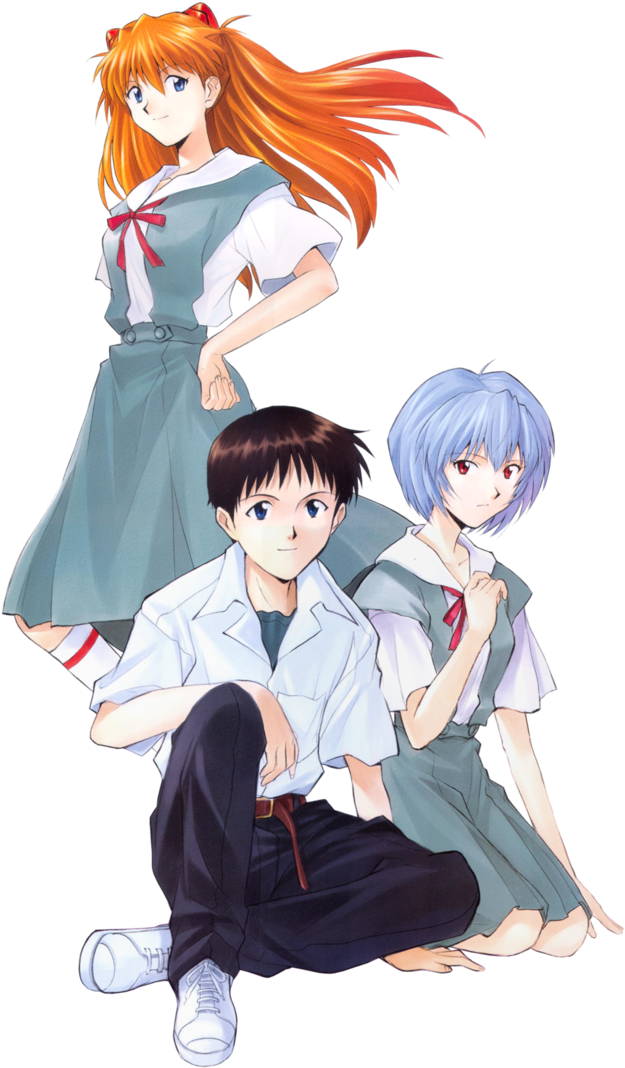 Ayanami Rei,ikari Shinji,langley Sohryu Asuka Png By - Rei And Shinji Fan (742x1075)