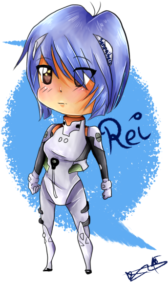 Chibi Rei Ayanami~evangelion By Senpai-hero - Cartoon (391x604)