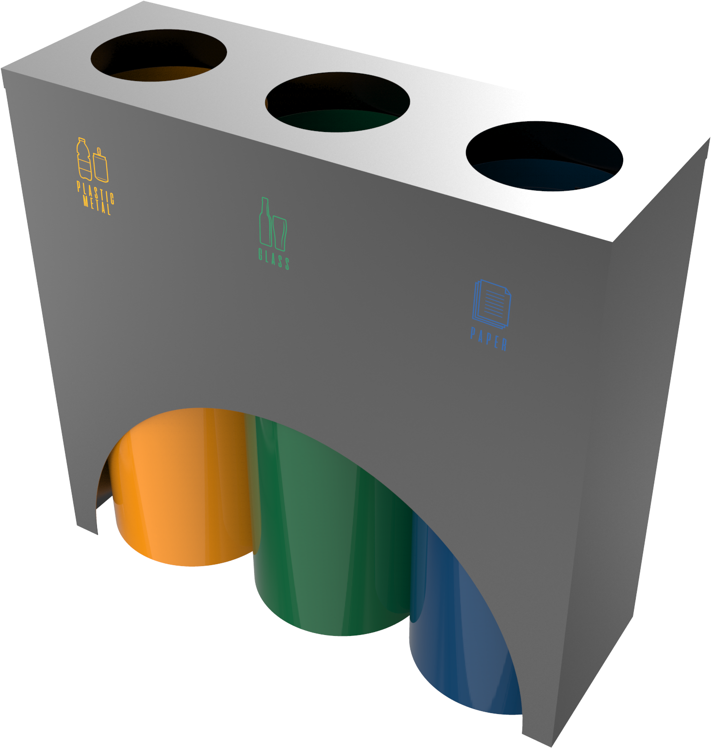 Modern Powder Coated Metal Recycle Bin Station - Plywood (2000x2000)