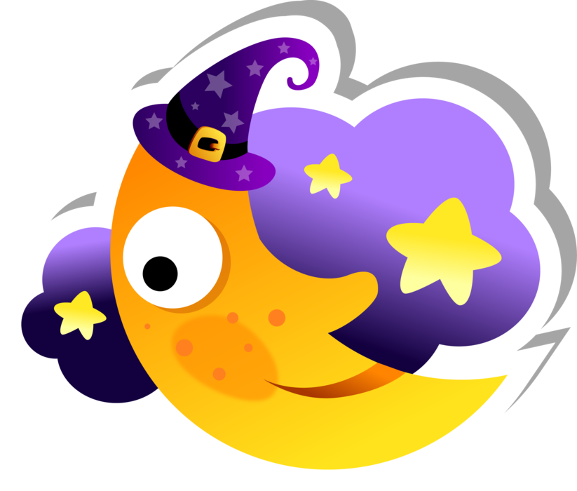 Crescent Moon And Cloud Sticker - Scary Cuties Happy Witch's Moon T-shirt Cute Halloween (823x700)