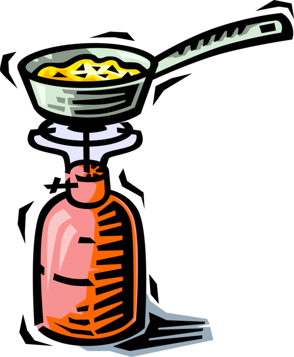 Vector Illustration Of Outdoor Recreational Activity - Camp Stove Clip Art (576x700)