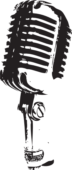 Old School Microphone Clipart - Black And White Microphone (252x591)
