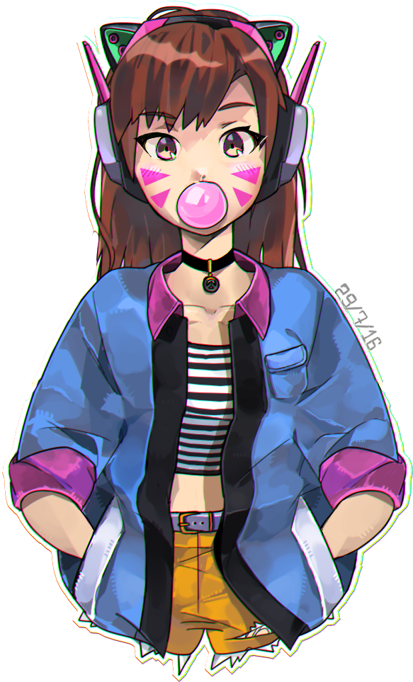 Overwatch Human Hair Color Fictional Character Cartoon - D Va Overwatch (597x963)