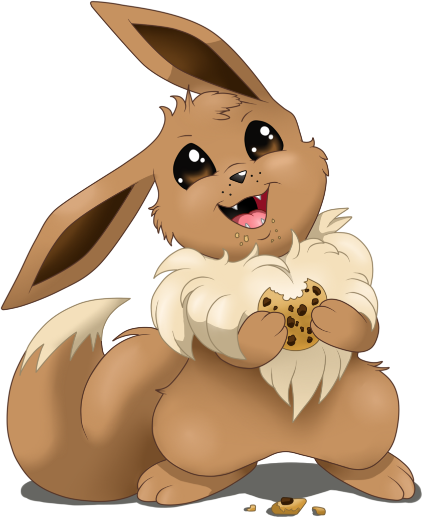 Eevee Cookie Noms - Eevee Eating A Cookie (900x1087)