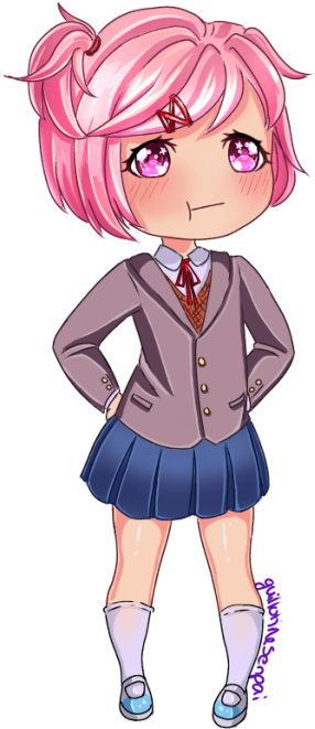 Natsuki Chibi [ddlc] By Guillotinesenpai - Natsuki Ddlc Cute Chibi (327x685)
