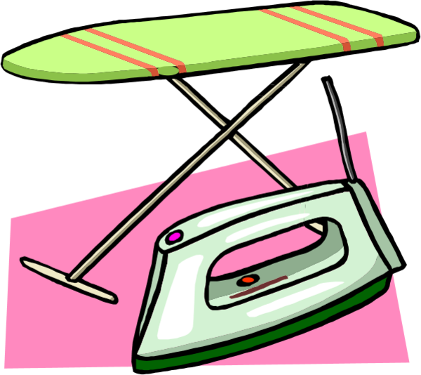 Ironing Board And Iron Vector Clip Art - Ironing Board And Iron (600x534)