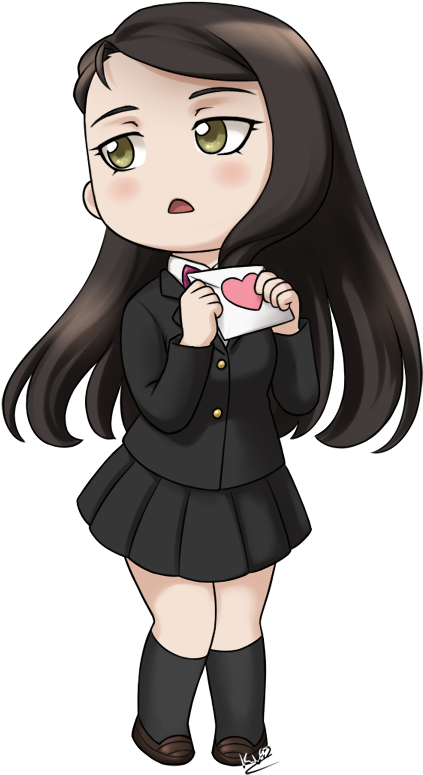 Schoolgirl Mia By Marvelpoison - Chibi Girl Black Hair Png (605x864)