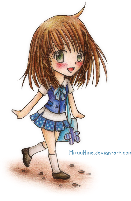 Going To The School By Mizuuhime - Anime Chibi Go To School (442x650)