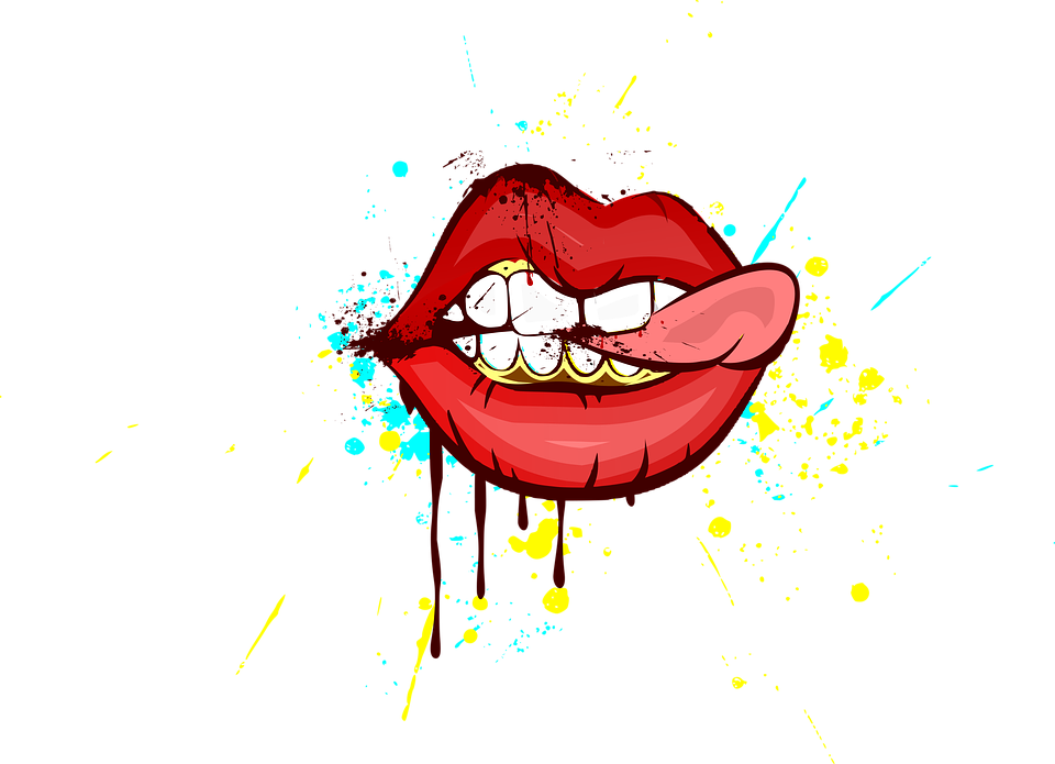Lips, Art, Painting, Design, Teeth, Mural Painting - Lips Illustration (960x695)