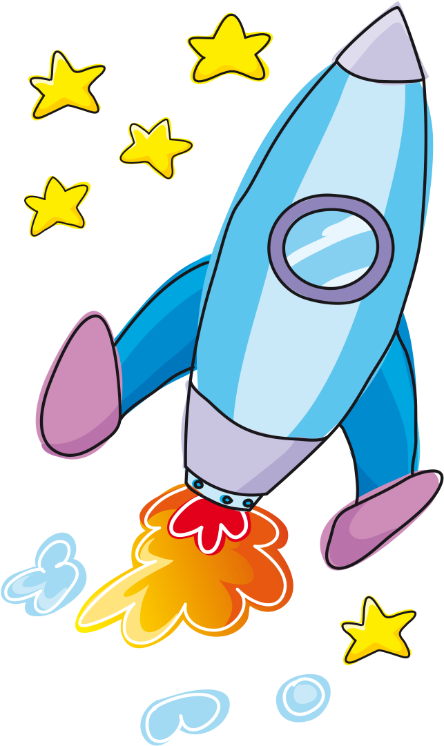 Rocket Sticker Child Mural Missile - Blue (717x1200)