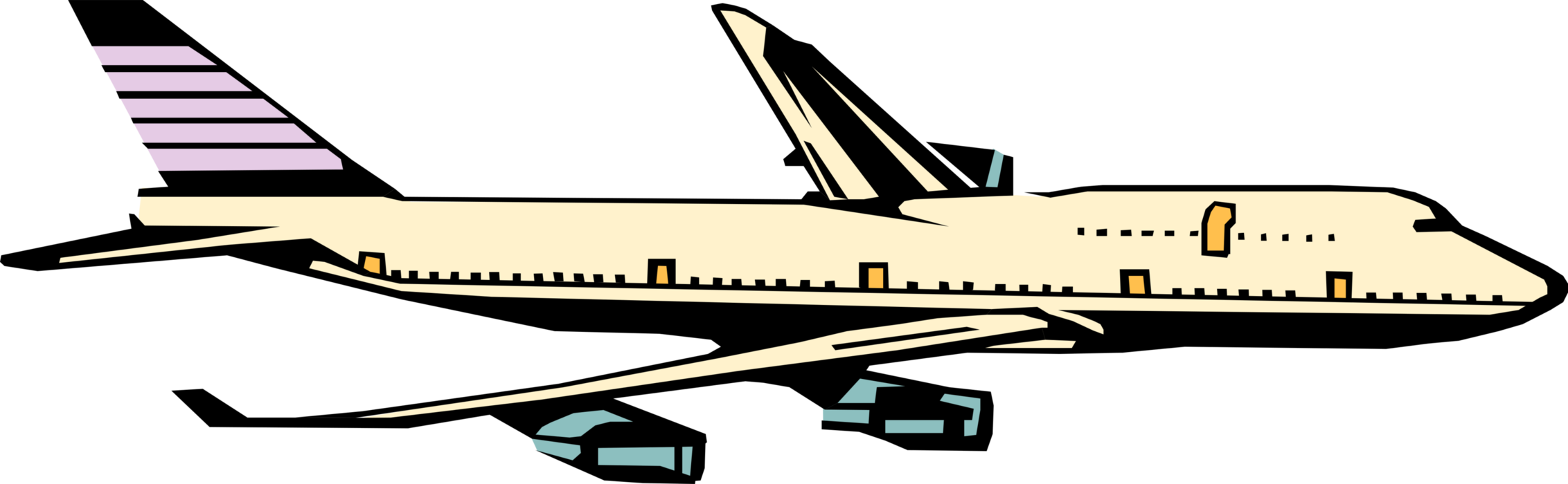 Vector Illustration Of Commercial 747 Airplane Boeing - Vector Illustration Of Commercial 747 Airplane Boeing (2264x700)