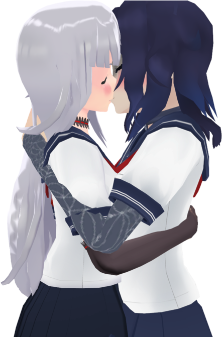 Megami X Oka Kiss By Fcomk513 - Yandere Simulator Megami X Ayano (1191x670)