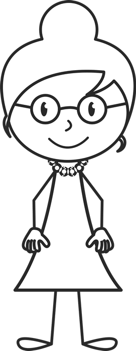 Girl With Bun And Glasses Rubber Stamp - Long Hair Stick Figure (271x700)