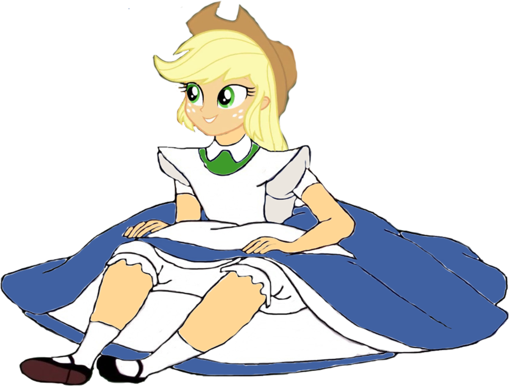 Applejack Human As Little Alice - Spirit Riding Free Lucky (1024x777)