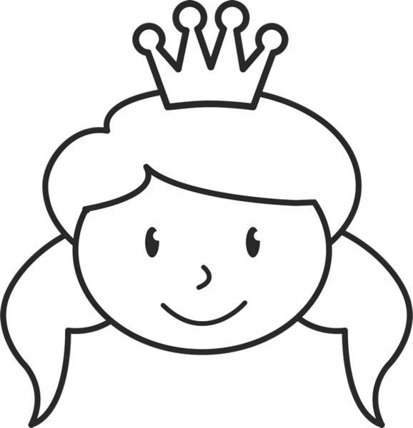 Girl Face With Crown And Pigtails Stamp - Stick Figure Girl Head (578x600)