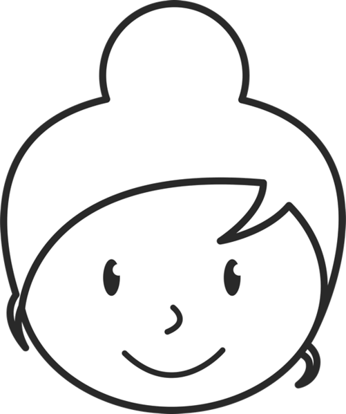 Girl Face With Bun Rubber Stamp - Postage Stamp (501x599)