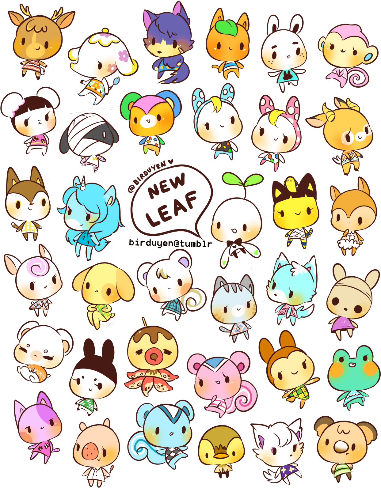 New Leaf Stickers~ - Animal Crossing Nintendo Villagers (1280x1656)