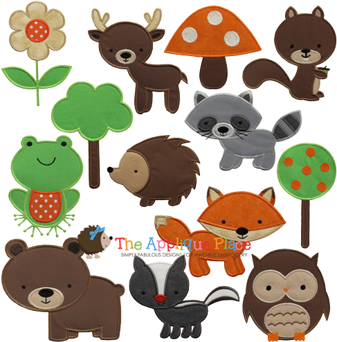Woodland Animals Set Of 13 Brown Bear, Deer, Forest, - Woodland Creature Felt Pattern (500x500)