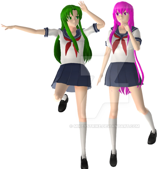 Mmd Midori Gurin And Mai Waifu - Yandere Simulator (1024x576)